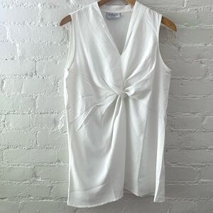 Eliana White Top Womens Twist Front Sleeveless Shirt Office Career Versatile S